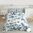 thumbnail image 2 of Manfei Blue Camouflage Full Size Comforter Sets, Square Geometric Bedding Comforter Set, Cartoon Cartoon Reversible Bedding Sets, Breathable Home Decor, 3pcs, 2 of 8