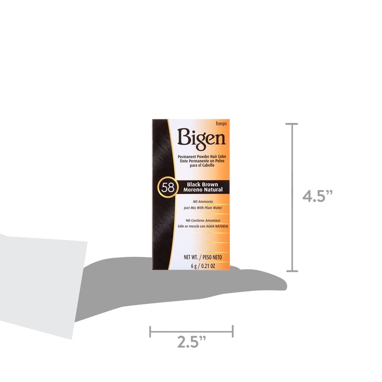 Bigen Permanent Powder Hair Color 58 Black Brown 1 ea - Walmart.com