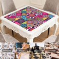 thumbnail image 6 of Boho Pattern Anti-Slip Rubber Game Table Mat 31.5x31.5 Inch Large Mahjong Pad with Quiet Surface for Tile Play Family Game Night and Card Games, 6 of 7