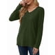 thumbnail image 3 of Blusas de Larga para Mujer, Camisetas con Cuello en V, Suéteres Tipo Túnica Ligeros, Moda Verde Oscuro M, 3 of 9