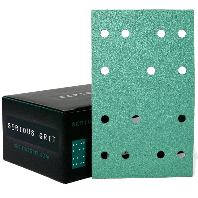 Hojas de lijado Serious Grit 80, 80 x 133 mm, 14 orificios, 50 unidades