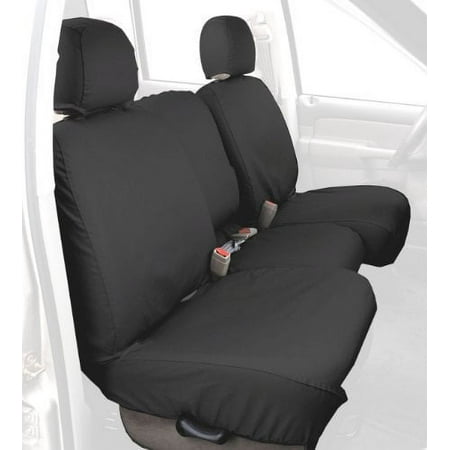 Covercraft Custom-Fit Rear-Second Seat Bench SeatSaver Seat Covers - Polycotton Fabric, Charcoal Black