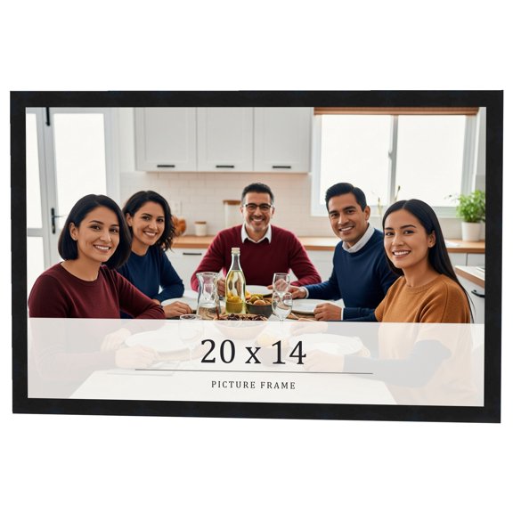 20x14 Frame Black Real Wood Picture Frame Width 0.75 inches | Interior Frame Depth 0.5 inches |