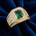 thumbnail image 4 of Pompeii 4 1/2Ct Emerald & Diamond Men's Ring 10k Yellow Gold Lab Grown (F/G,VS2-SI1), 4 of 5