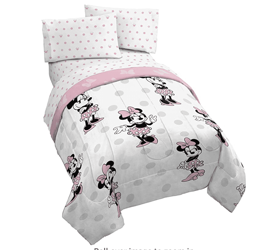 Minnie Mouse & Polka Dots Reversible Queen Comforter Set (5 Piece Bed
