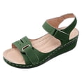 thumbnail image 5 of Rokment Womens Comfortable Wedge Dressy Sandals Ladies Fashion Casual Leather Adjustable Orthopedic Arch Support Platform Mid Heels Walking Summer Shoes Green Size 6.5, 5 of 6