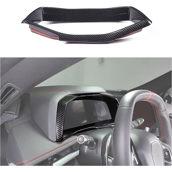 TINKI Dashboard Panel Trim Cover Frame Fit for Chevrolet Corvette C8 2020-2023, ABS Center Console Dash Board Trim Frame, Dial Dashboard Moulding Decorative Accessories