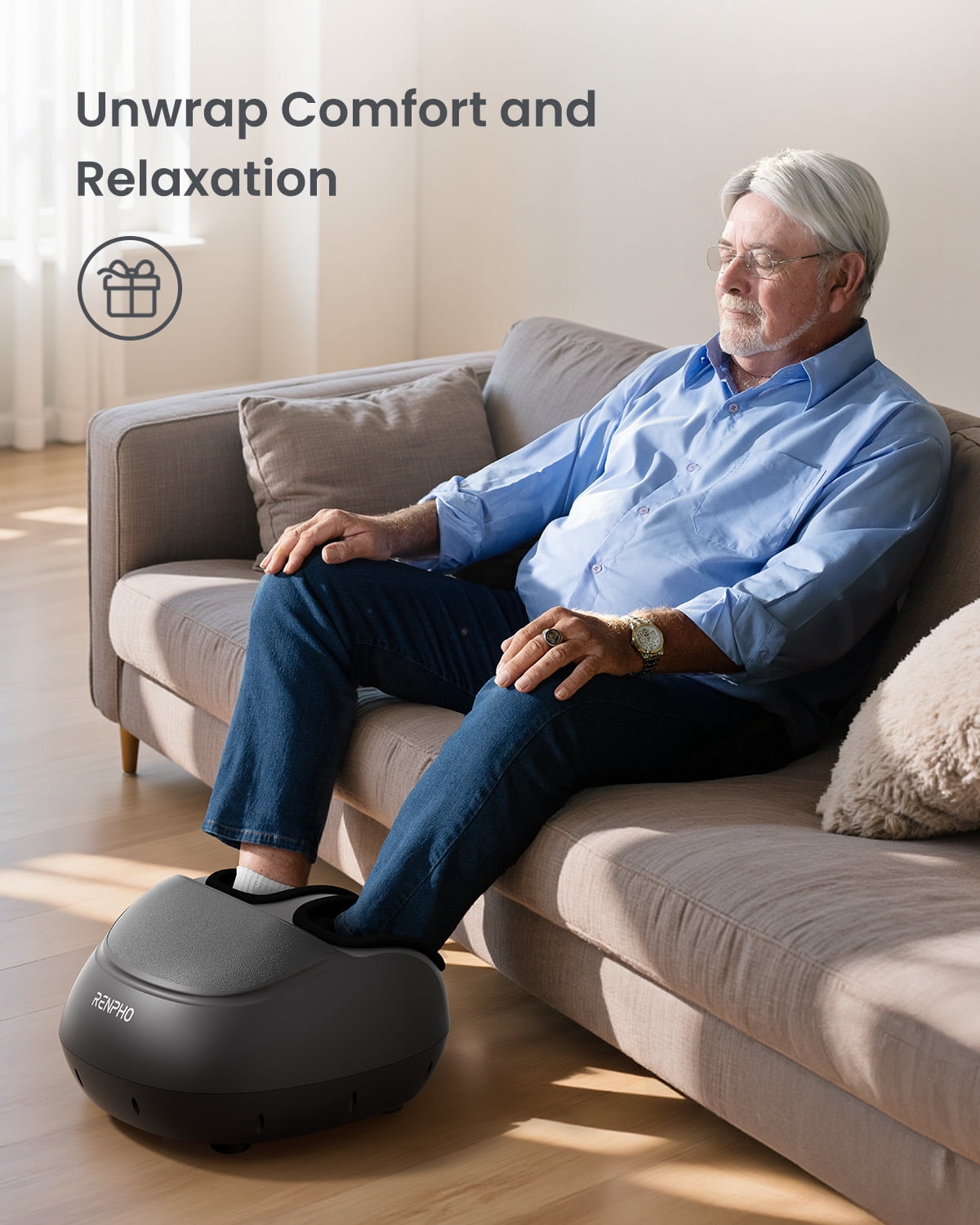 RENPHO Shiatsu Foot Massager Machine with Heat, Birthday Mother's Day Gifts for Mom Women Dad Men,Deep Kneading Therapy Improve Foot Wellness- Black