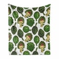 thumbnail image 1 of Artichoke Soft Flannel Fleece Blanket, Hand Drawn Healthy Foods in Various Forms Organic Natural Gourmet Artwork Print, Cozy Plush for Indoor and Outdoor Use, 60" x 80", Fern Green, by Ambesonne, 1 of 6