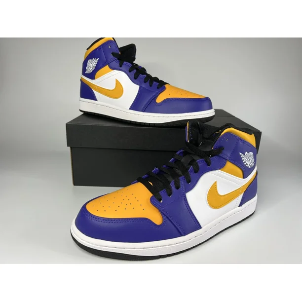 N I-K-E A i r-Jor-dan 1 Mid Lakers Purple University Gold Retro DQ8426-517 Mens New
