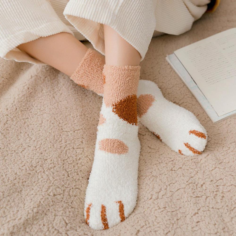 12pairs Winter Cat Claws Cute Thick Warm Sleep Floor Socks, Cat Claw Socks,  Cat Feet Socks Women, Cat Toe Socks, Cat Paw Slipper Socks, Fuzzy Slipper
