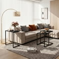 thumbnail image 5 of HomGarden Set of 3 Industrial Nesting Sofa Side Table Indoor MDF C-shaped Stacking End Table Rustic Brown, Black Marble Pattern, 5 of 11