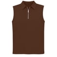 thumbnail image 6 of Womens Summer Tank Tops formal Collared Button Sleeveless Blouse Sleeveless Tops for Women Brown M, 6 of 9
