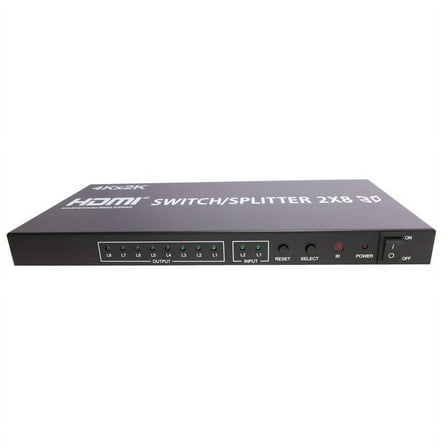 axGear 2X8 HDMI 3D True Matrix Switch Splitter 2 In Source 8 Out Display W/ Remote 4K