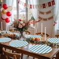 thumbnail image 5 of Aqua Striped Round 13 Inch Placemats Set of 6, Modern Farmhouse Blue White Stripes HeatResistant Non Slip Place Mats for Dining Table, Wipeable Braided Kitchen Table Mats for Housewarming, 5 of 9