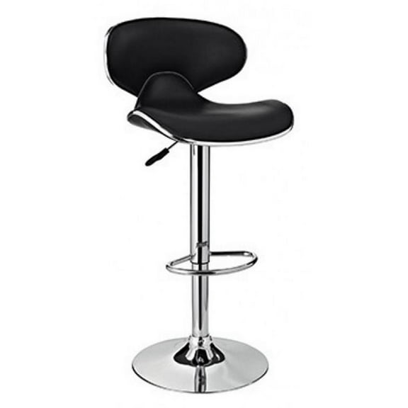 Pemberly Row 31.75" Swivel Adjustable Gaslift Metal/PU Barstool in Black/Chrome