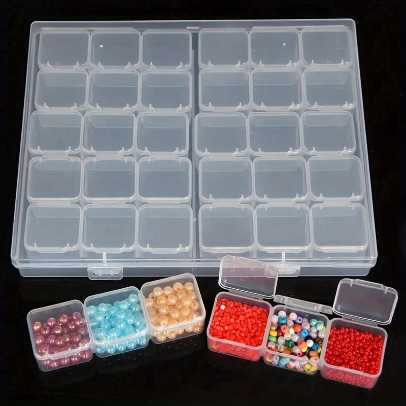 3sets 30 Slots Plastic Craft Organizer Case Painting Storage box Containers Rectangle Clear 20x17.5x2cm Small box: 9.7x3x2.2cm