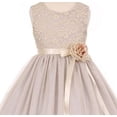 thumbnail image 2 of Big Girls' Elegant Contrast 3D Lace Tulle Flowers Girls Dresses Ivory Size 10, 2 of 4