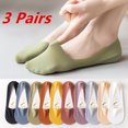 thumbnail image 1 of 3 Pairs Women Socks High Quality Matching Casual Socks Summer Thin Cotton Bottom Non-slip Invisible Low Short Socks Breathable 3 Pairs Random Color One Size, 1 of 6
