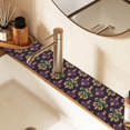 thumbnail image 2 of Yayeee Faucet Mat for Kitchen Sink 14.7" Diatomite Long Splash Guard Pad, Gold and Purple Floral Pattern, 2 of 7