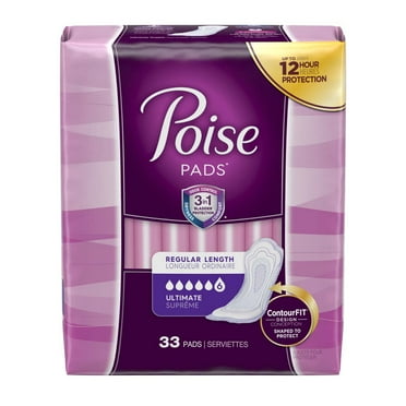 Poise Bladder Control Pad 3-1/2 X 16 Inch Heavy Absorbency Absorb-Loc Regular Female Disposable, 33592 - Pack of 33