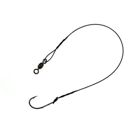 UPC: 0047708625227 | Lazer Sharp Nylawire Snell with Baitholder Hook  Platinum Black  Size 5/0 Hook