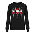 thumbnail image 4 of FDGIU Women's Christmas T-Shirt - Glitter Red Wine Glass Print, Oversized Long Sleeve Santa Hat Party Tee, Holiday Gift for Women, 4 of 6