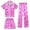 Hot Pink-c, variant on Girls 3Pcs Pajamas Button-Down Pjs Short Sleeve Top Shorts & Long Pants Cute HeartValentine's Day Pajama Sets Loung Sets Silk Nightwear 3pcs Sleepwear