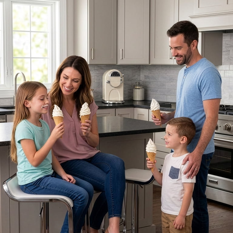 Nostalgia Professional 1.25 Qt Soft Serve Ice Cream Machine, Cream