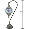 thumbnail image 3 of SILVERFEVER Mosaic Turkish Lamp Moroccan Glass Swan Neck Lantern for Table Desk Bedside Bronze Base Bundle with E12 Light Bulb Blue Cross, 3 of 8