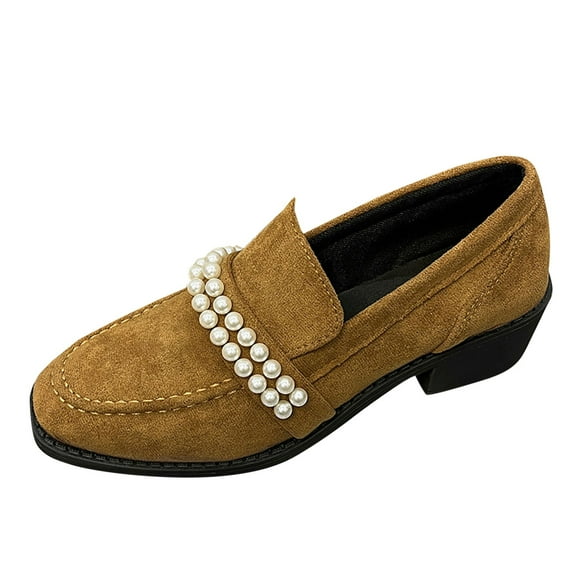 Cathalem Women Cute Slip-On Ballet Shoes Casual Low Heels Banquet Soft Shoes,Brown 39