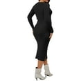 thumbnail image 3 of INSPIRE CHIC Womens Rib Knit Maternity Dress Long Sleeve Pregnancy Crew Neck Top 2-Piece Sets Sweater Bodycon Dress Black L, 3 of 6