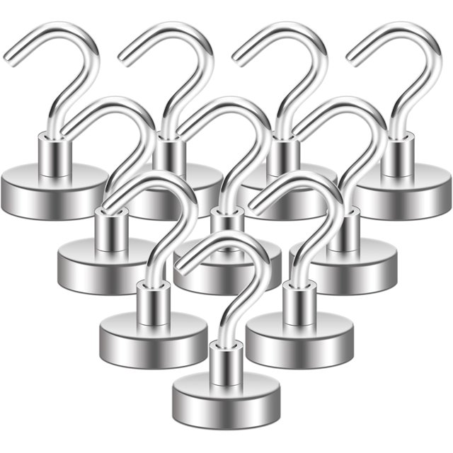 czcpp-Magnetic Hooks, 30 Lbs Heavy Duty Earth Magnets with Hooks for Cruise Cabin, 10 Pcs Strong Locker Magnetic Hooks for Hanging, Metal Magnetic Hanger for Classroom, Grill, Fridge, Kitchen