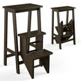 thumbnail image 1 of Costway 3 Tier Folding Step Stool 3-in-1 Rubber Wood Ladder Storage Shelf Brown, 1 of 10