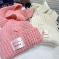 thumbnail image 3 of Physco-gorro de punto con Orejas de conejo para mujer, gorro cálido de ganchillo con orejas largas, para invierno, 3 of 4