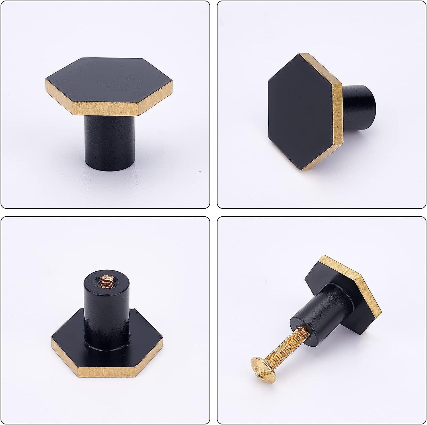 8pcs 2size Black Brushed Brass Knobs Gold Cupboard Knobs for Kitchen Copper Brass Cabinet Knobs for Drawer Brass Cabinet Knobs Pulls Hardware for DIY