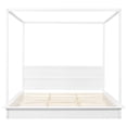 thumbnail image 5 of King Size Canopy Bed with LED Light, Wood Canopy Bed Frame with Support Slats, Canopy Platform Bed with Headboard for Bedroom, No Box Spring Needed, White, 5 of 7