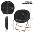 thumbnail image 2 of Magshion Saucer Chair Soft Faux Fur Folding Accent Chair, Lounge Lazy Chair Moon Chair Seat with Metal Frame for Bedroom Living Room, Black, 2 of 10
