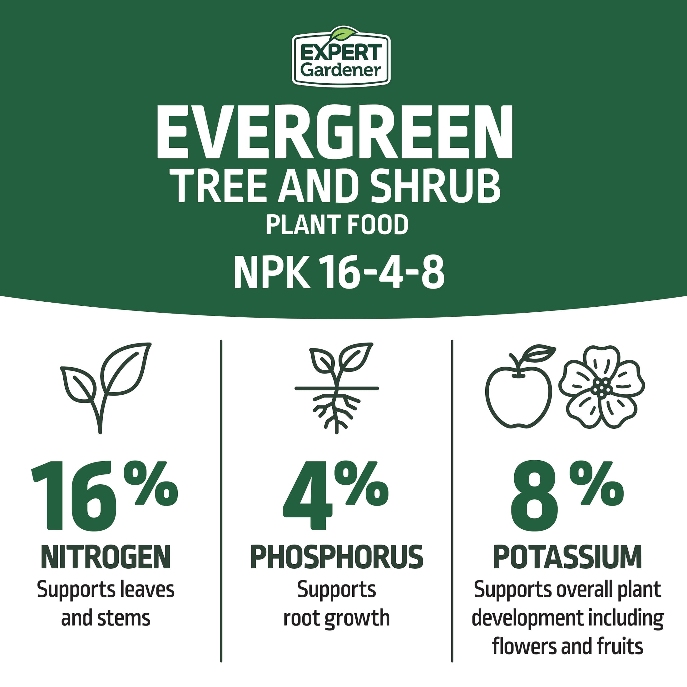 Expert Gardener Evergreen Tree and Shrub Plant Food, 16-4-8 Fertilizer, 4 lb.