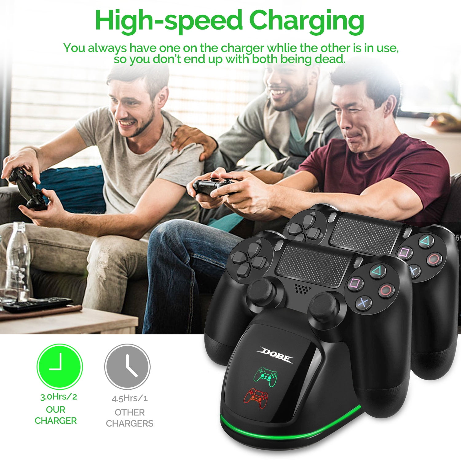 Fast Dual Charging Dock for PS4 Controller with LED Jordan Ubuy