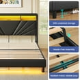 thumbnail image 4 of Greenstell Upholstered Twin Bed Frame with Storage Headboard, Charging station, LED, Easy Assembly, Black, 4 of 6