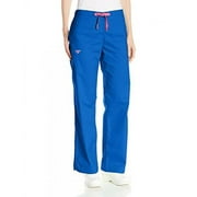 Peaches 'Med Couture Women's Drawstring Pant' Scrub Bottoms Royal w/ Passion Pink Large Tall