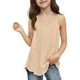 thumbnail image 4 of UACY Girls Cotton Linen Tank Tops Summer Casual Sleeveless Plain Spaghetti Strap Camisole Tween Cute Vacation Undershirts (Khaki, 6-7 Years), 4 of 5