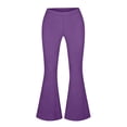 thumbnail image 4 of Miqool Women's Plus Size Ruffled Hem Capri Pants High Waist Summer Casual Flared Leg Stretch Yoga Capri Leggings Bell Bottoms, 4 of 6