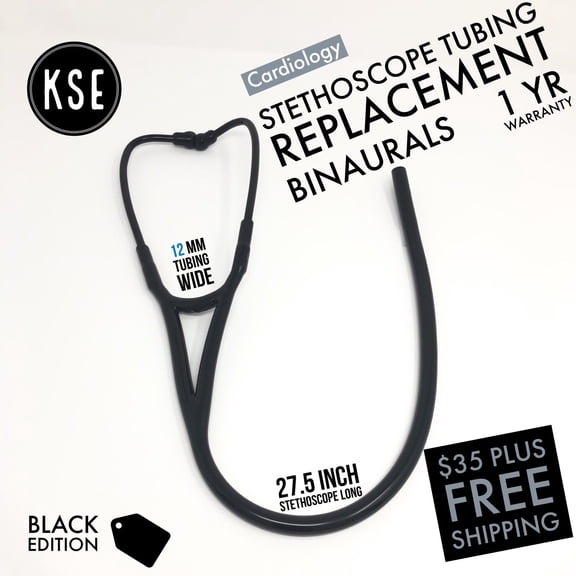 Black Edition Stethoscope Binaurals replacement tubing 12mm
