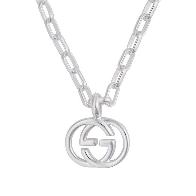 Gucci Interlocking Pendant Paperclip Chain Necklace in Sterling Silver