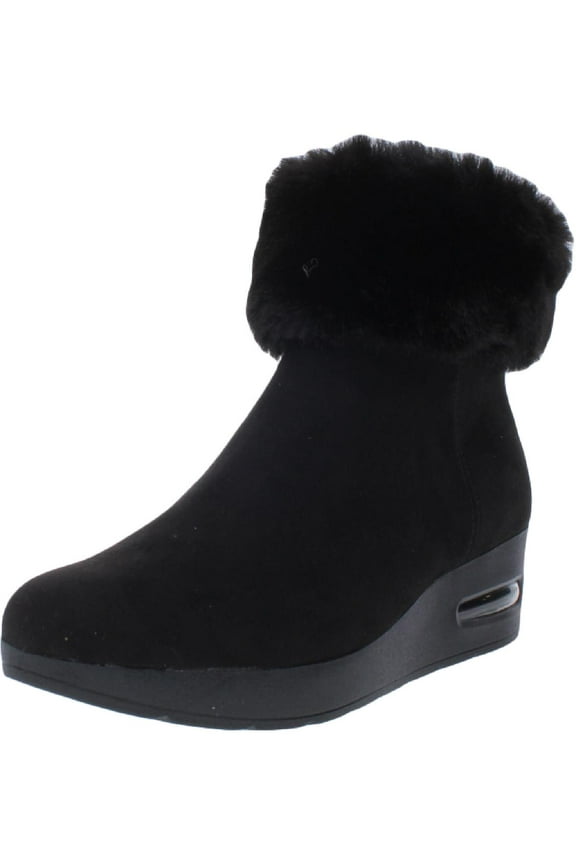 Womens Abri Faux Suede Faux Fur Booties