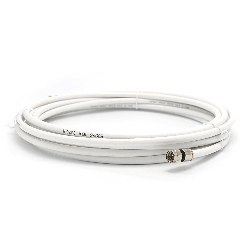 30' Feet, White RG6 Coaxial Cable (Coax Cable), Made in the USA, with Compression Connectors, F81 / RF, Digital Coax for Audio/
