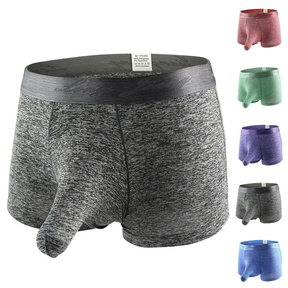 KIHOUT Men's Boxer Brief, Thong Bulge Pouch Tagless Solid Color Underwear, Assorted Multi Color