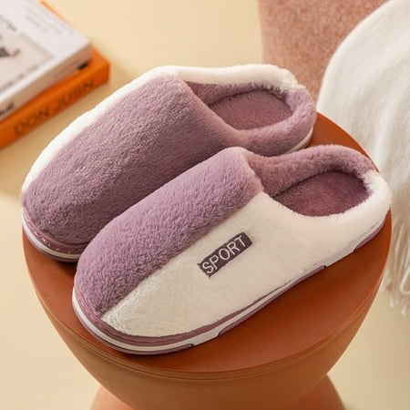 

ZTTD Women Fashion Cute Cartoon Fruit Plush Shoes Ladies Casual Flat Sliper Purple